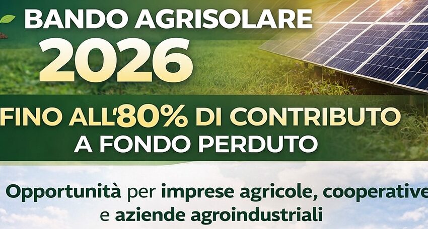 🌱 BANDO AGRISOLARE 2026 – FINO ALL’80% A FONDO PERDUTO ☀️